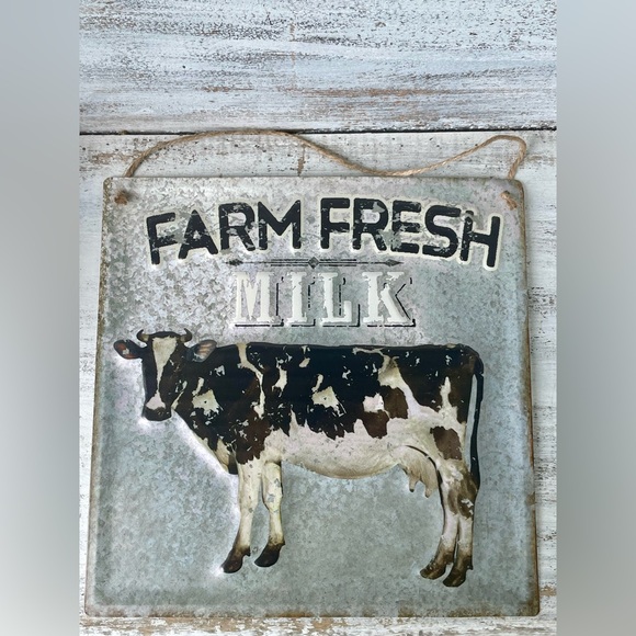*Farm Fresh Milk Gray Hanging Metal Sign - Picture 8 of 13